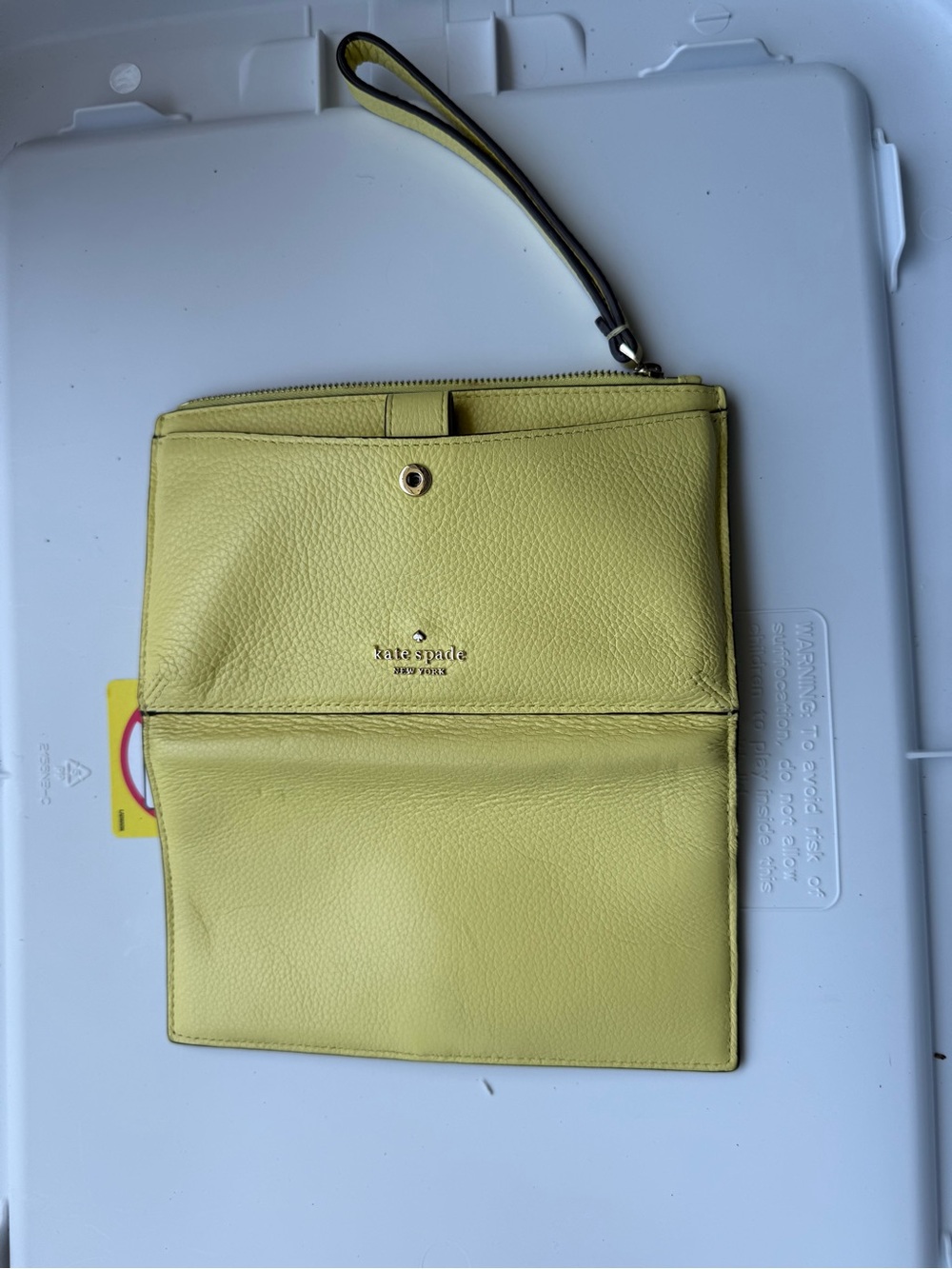 kate spade Yellow Leather Wristlet Clutch with Detachable Strap